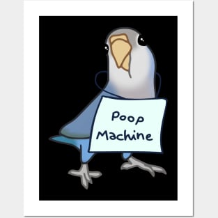 Grey Blue Lovebird - Poop Machine Posters and Art